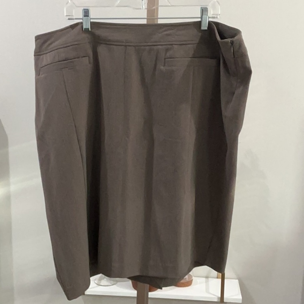 Lane Bryant Brown Midi A-Line Skirt Asymmetrical Work